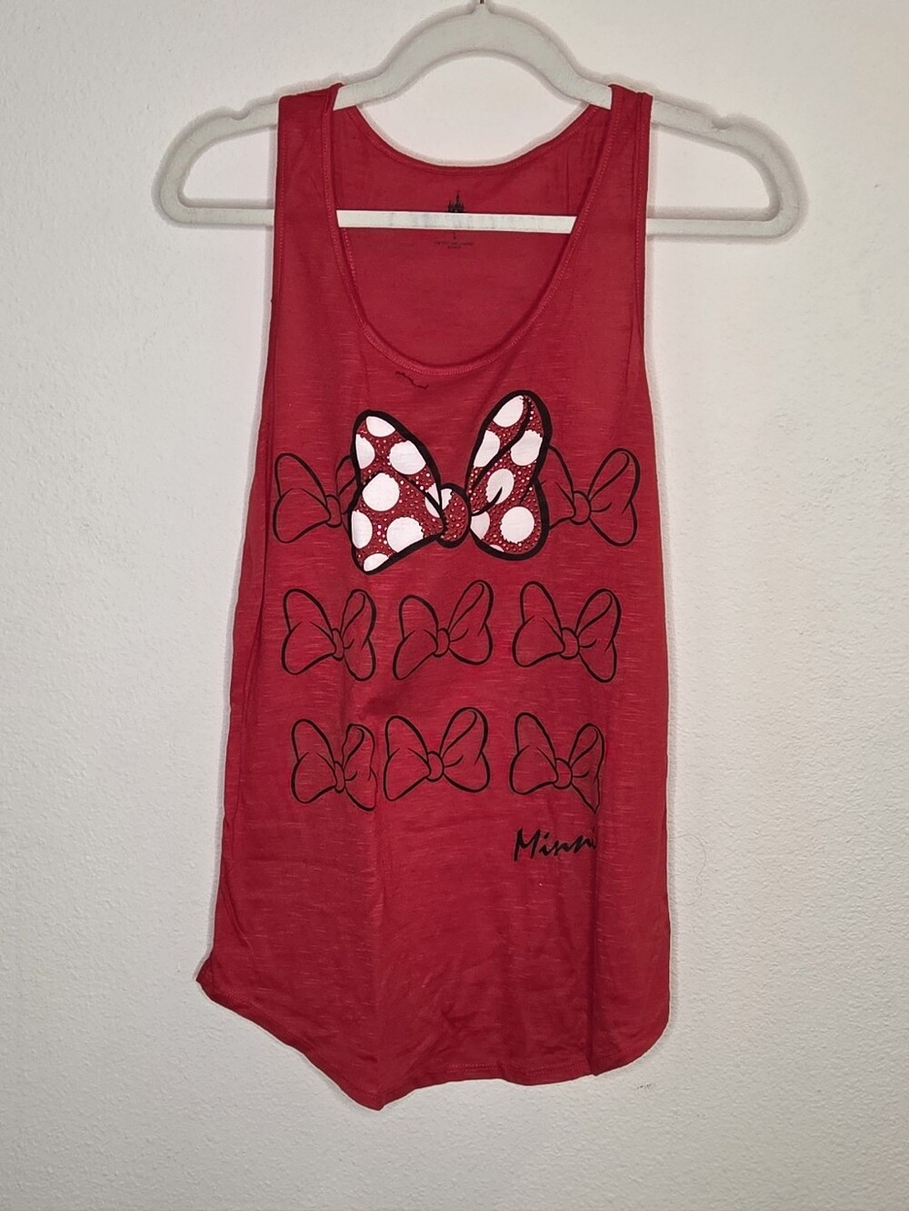 Disney Parks Minnie Mouse Tank Top W/ Rhinestone Bow